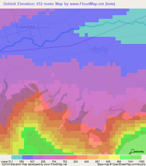 Dzhinli,Azerbaijan Elevation Map