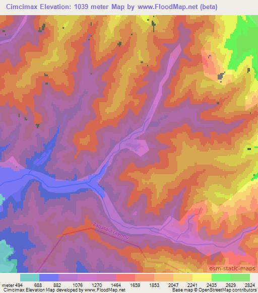 Cimcimax,Azerbaijan Elevation Map