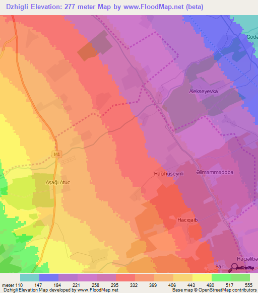 Dzhigli,Azerbaijan Elevation Map