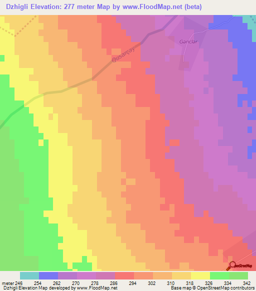 Dzhigli,Azerbaijan Elevation Map