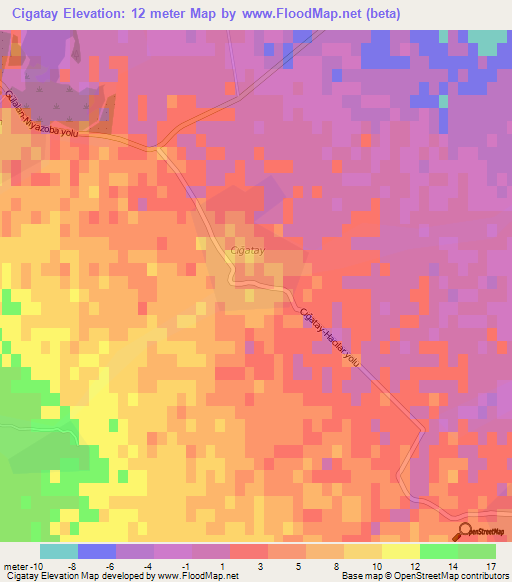 Cigatay,Azerbaijan Elevation Map