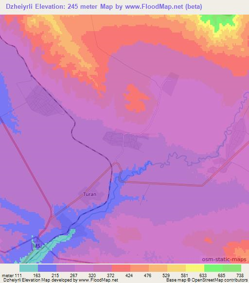 Dzheiyrli,Azerbaijan Elevation Map