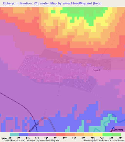 Dzheiyrli,Azerbaijan Elevation Map