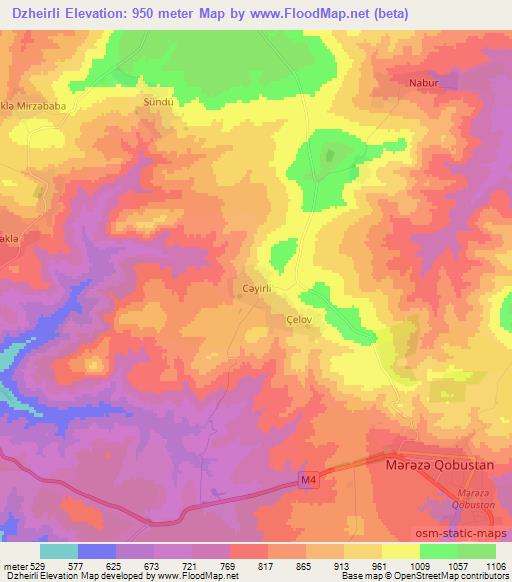 Dzheirli,Azerbaijan Elevation Map