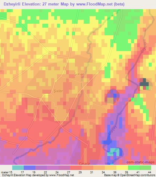 Dzheyirli,Azerbaijan Elevation Map