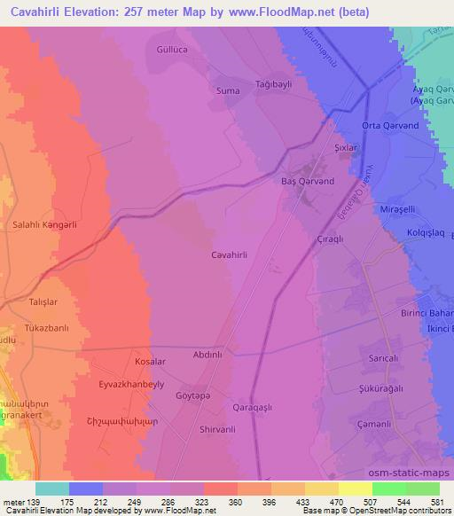 Cavahirli,Azerbaijan Elevation Map