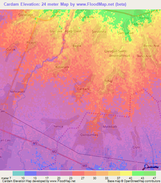 Cardam,Azerbaijan Elevation Map
