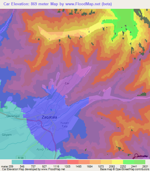 Car,Azerbaijan Elevation Map