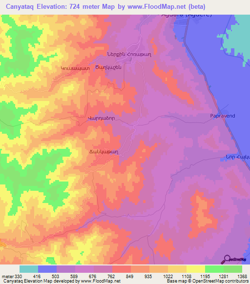 Canyataq,Azerbaijan Elevation Map