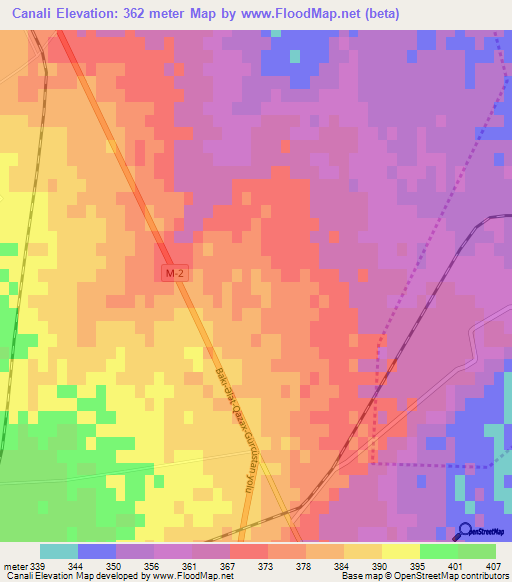 Canali,Azerbaijan Elevation Map