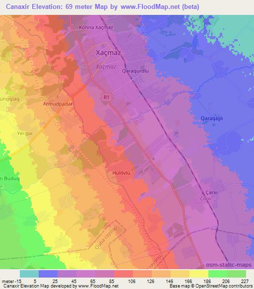 Canaxir,Azerbaijan Elevation Map