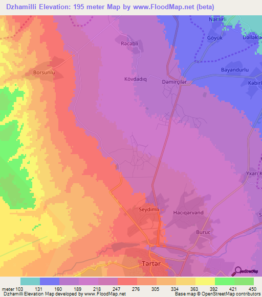 Dzhamilli,Azerbaijan Elevation Map