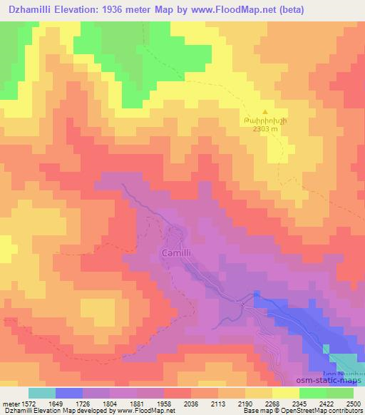 Dzhamilli,Azerbaijan Elevation Map