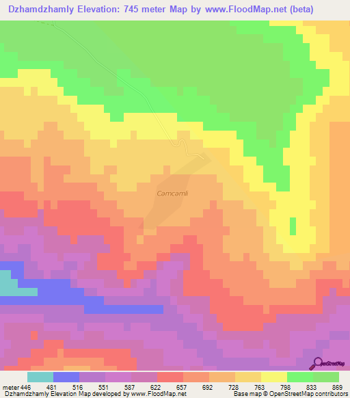 Dzhamdzhamly,Azerbaijan Elevation Map