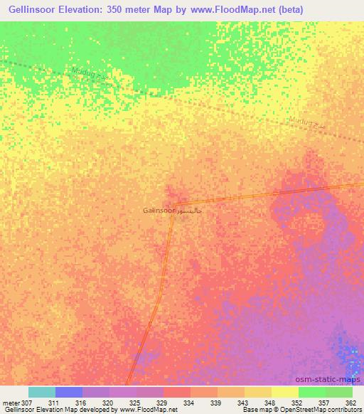 Gellinsoor,Somalia Elevation Map