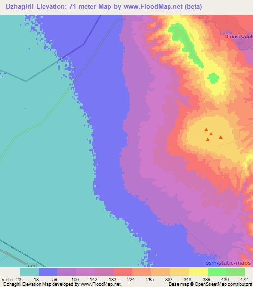 Dzhagirli,Azerbaijan Elevation Map