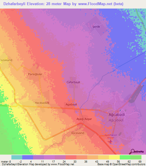 Dzhafarbeyli,Azerbaijan Elevation Map