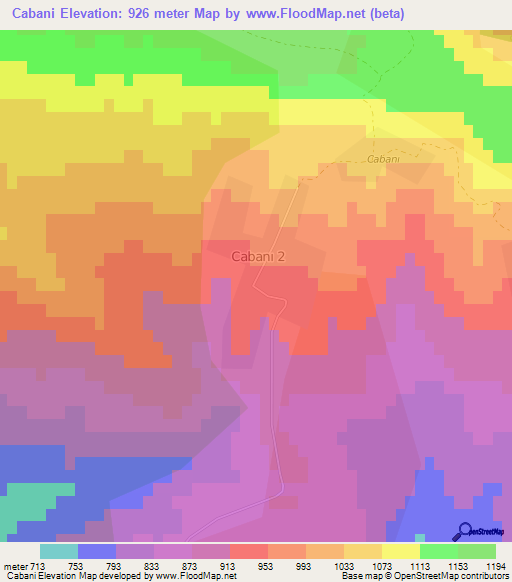 Cabani,Azerbaijan Elevation Map