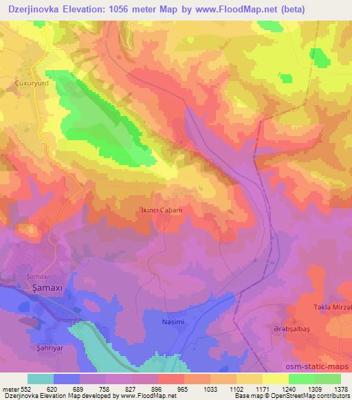 Dzerjinovka,Azerbaijan Elevation Map
