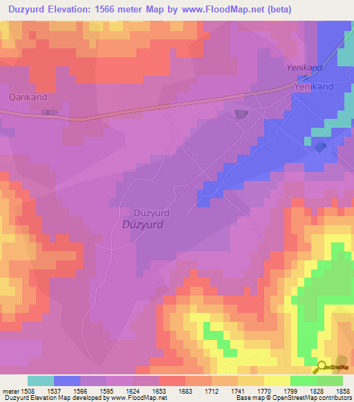 Duzyurd,Azerbaijan Elevation Map
