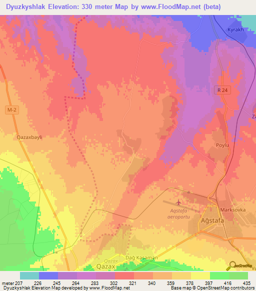 Dyuzkyshlak,Azerbaijan Elevation Map