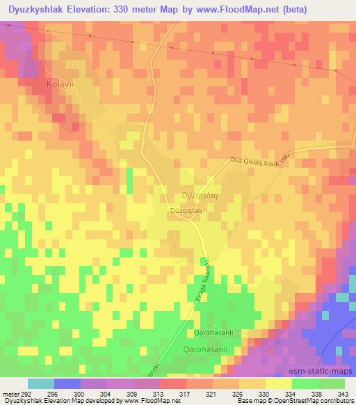 Dyuzkyshlak,Azerbaijan Elevation Map