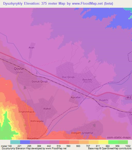 Dyuzkyrykly,Azerbaijan Elevation Map