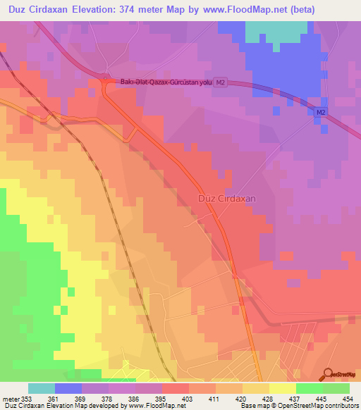 Duz Cirdaxan,Azerbaijan Elevation Map