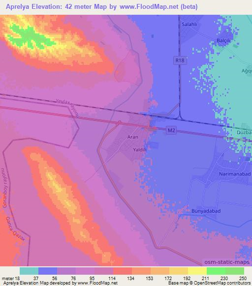 Aprelya,Azerbaijan Elevation Map