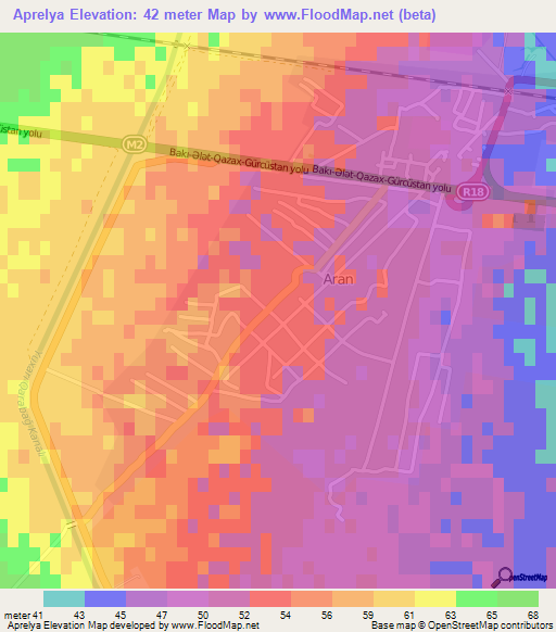 Aprelya,Azerbaijan Elevation Map