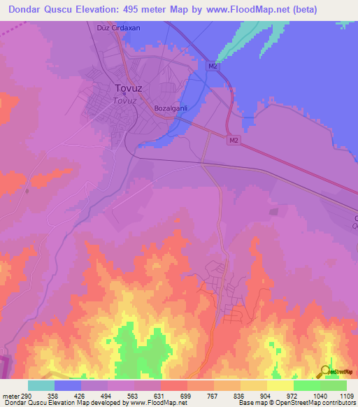 Dondar Quscu,Azerbaijan Elevation Map