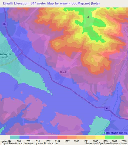 Diyalli,Azerbaijan Elevation Map