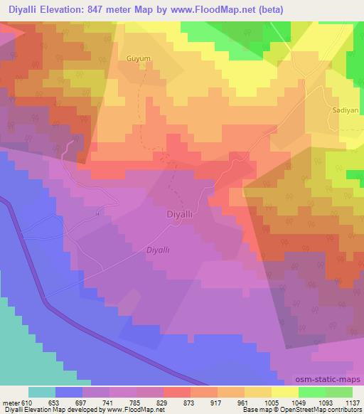 Diyalli,Azerbaijan Elevation Map