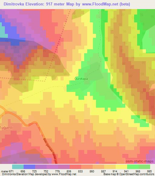 Dimitrovka,Azerbaijan Elevation Map
