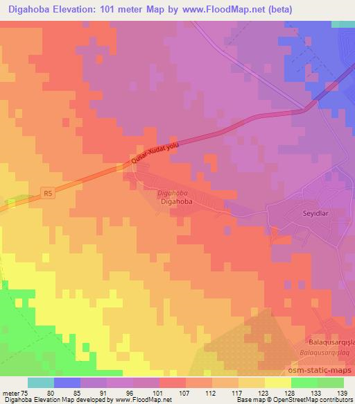Digahoba,Azerbaijan Elevation Map