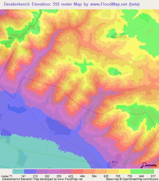 Derekerkench,Azerbaijan Elevation Map