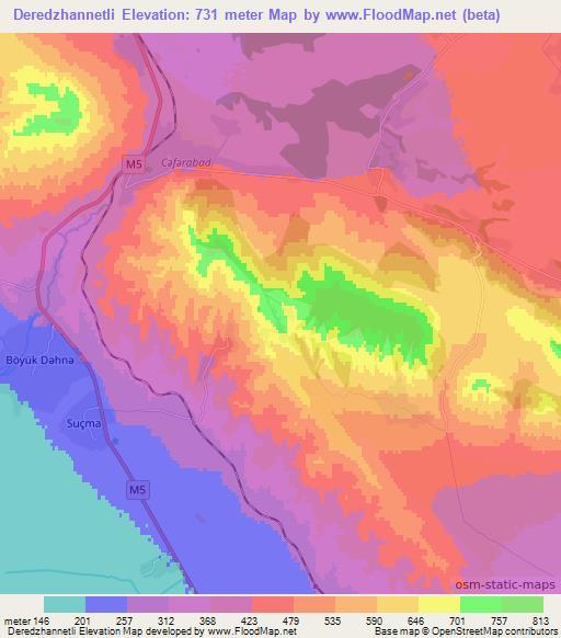 Deredzhannetli,Azerbaijan Elevation Map