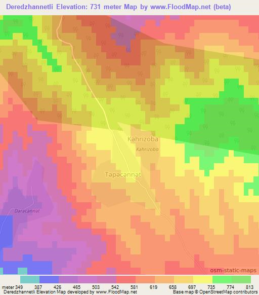 Deredzhannetli,Azerbaijan Elevation Map