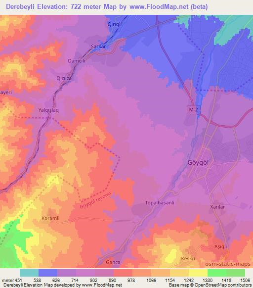 Derebeyli,Azerbaijan Elevation Map