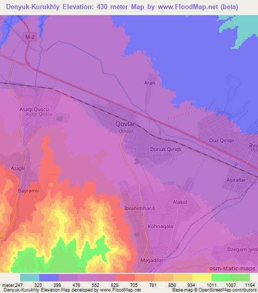 Denyuk-Kurukhly,Azerbaijan Elevation Map