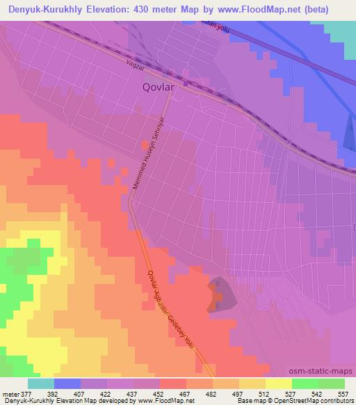 Denyuk-Kurukhly,Azerbaijan Elevation Map