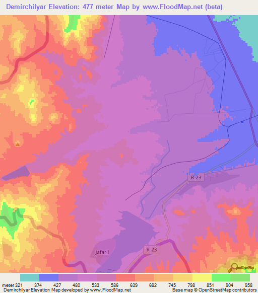 Demirchilyar,Azerbaijan Elevation Map