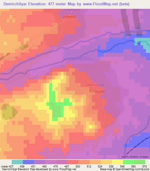 Demirchilyar,Azerbaijan Elevation Map