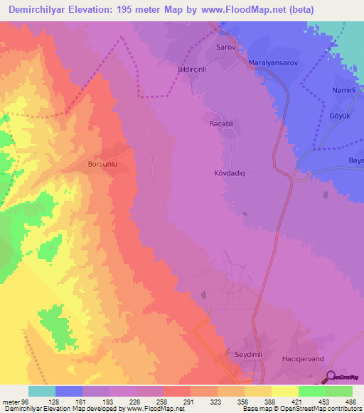 Demirchilyar,Azerbaijan Elevation Map