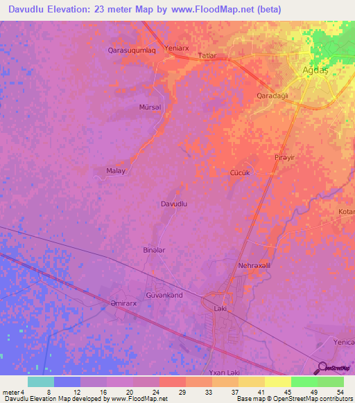 Davudlu,Azerbaijan Elevation Map