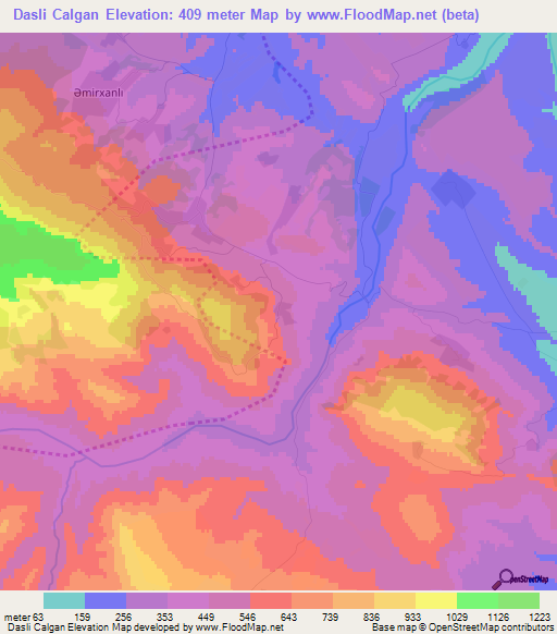Dasli Calgan,Azerbaijan Elevation Map