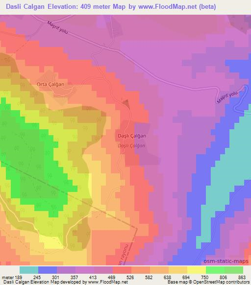 Dasli Calgan,Azerbaijan Elevation Map
