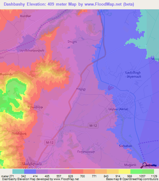 Dashbashy,Azerbaijan Elevation Map