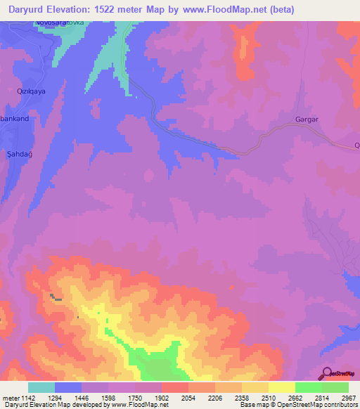 Daryurd,Azerbaijan Elevation Map