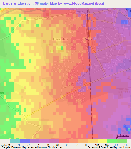 Dargalar,Azerbaijan Elevation Map